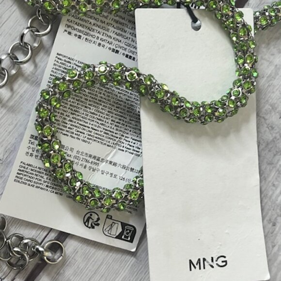 MANGO - Green Rhinestone skinny belt - Picture 4 of 5